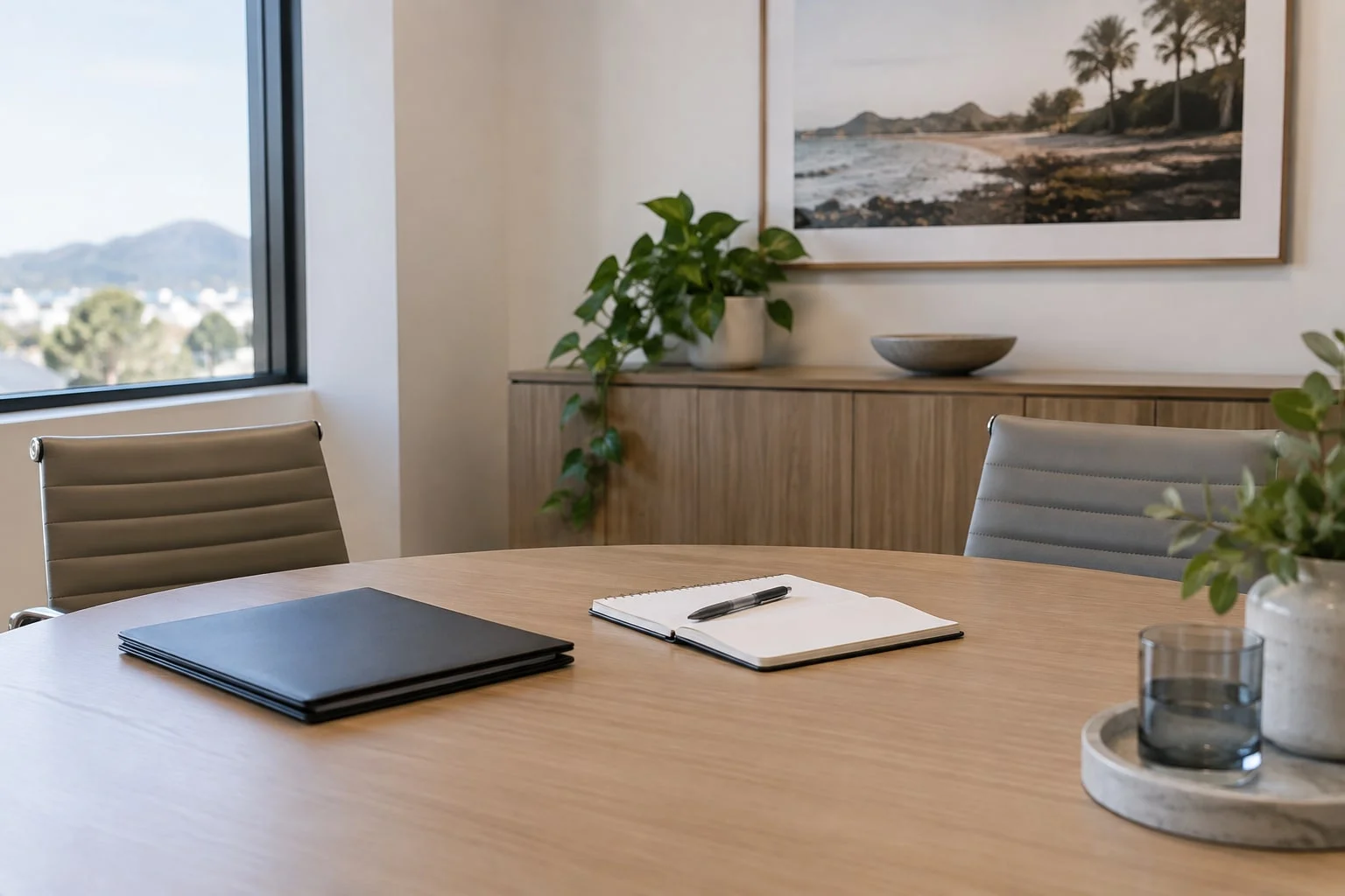 A document folder and notebook ready for a consultation