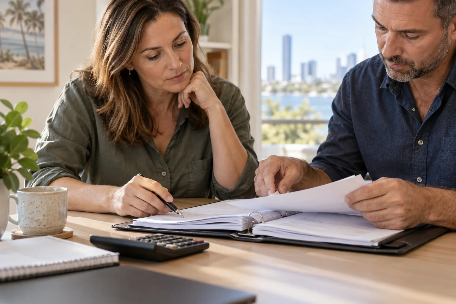 Reviewing organised financial paperwork during a consultation